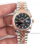 V2 Rolex Datejust Black Face Two Tone Rose Gold Watch Rolex ÁR 3135 Movement